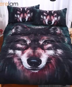 Black Wolf Quilt Cover Bedding Set