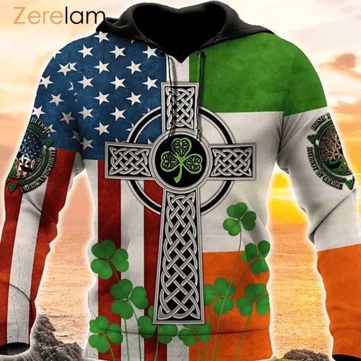 Irish Celtic Knot Cross St Patrick 3D Hoodie