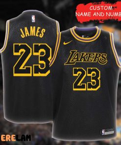Angeles Lakers Lebron James Customize of Name Black Jersey, Personalized Men’s Gifts For Fan