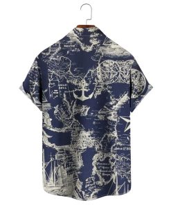 Casual Navy Map Hawaiian Shirt 2