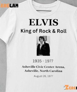 Elvis King Of Rock and Roll 1935 1977 Asheville Civic Center Arena shirt 10 1