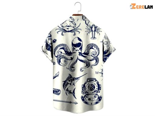 Nautical Mermaid Aloha Easy Care Hawaiian Shirt