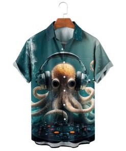 Nautical Octopus Listen Music Hawaiian Shirt