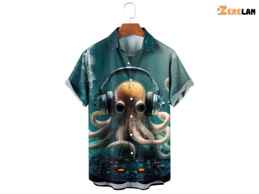 Nautical Octopus Listen Music Hawaiian Shirt