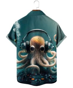 Nautical Octopus Listen Music Hawaiian Shirt 2