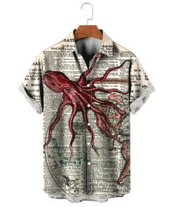 Octopus Art World Map Aloha Hawaiian Shirt