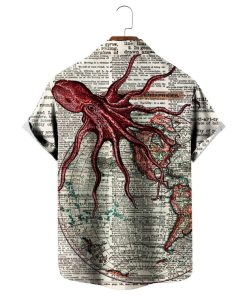 Octopus Art World Map Aloha Hawaiian Shirt 2