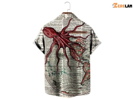 Octopus Art World Map Aloha Hawaiian Shirt