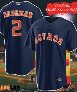 Personalized Men’s Houston Astros Alex Bregman Custom Name Navy Baseball Jersey