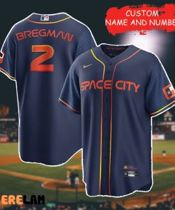 Personalized Men’s Houston Astros Alex Bregman Space City Custom Name Navy Baseball Jersey
