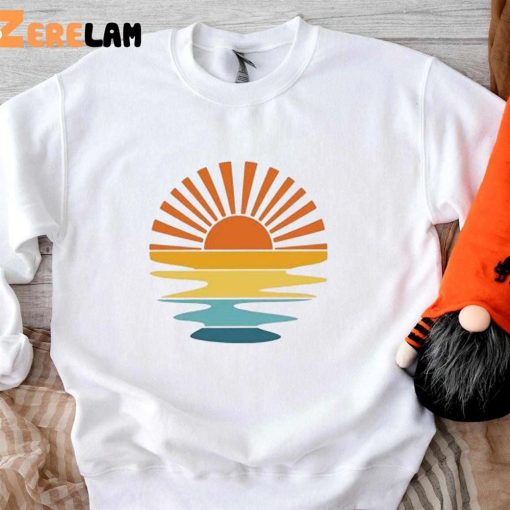 Retro Sunset Rays Wavy Shirt