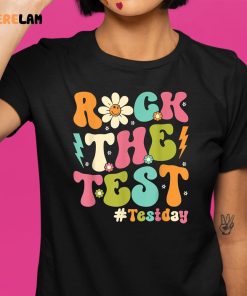 Rock The Test Motivational Retro Teachers Testing Day Shirt 1 1