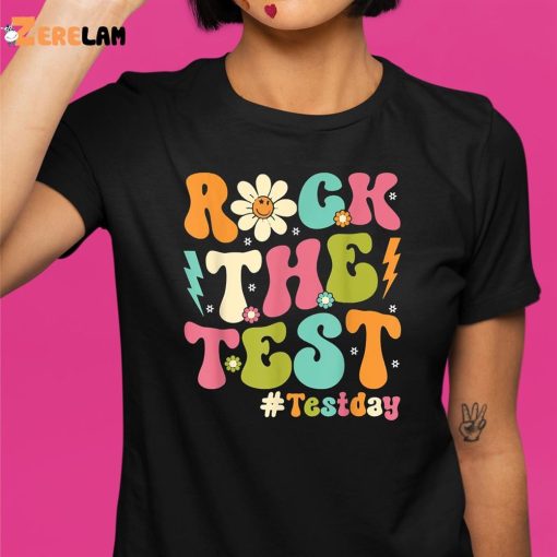 Rock The Test Motivational Retro Teachers Testing Day Shirt