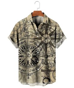 Steam Punk Gold Compass Hawaiian Shirt