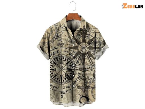 Steam Punk Gold Compass Hawaiian Shirt