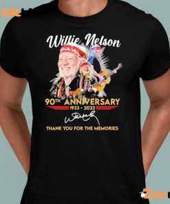 Willie Nelson 90th Anniversary 1933 2023 Thank You For The Memory Shirt 1