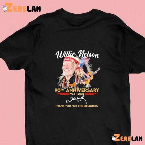 Willie Nelson 90th Anniversary 1933 2023 Thank You For The Memory Shirt