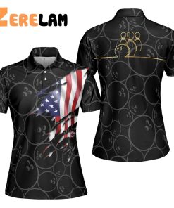American Flag Bowling Women Polo Shirt