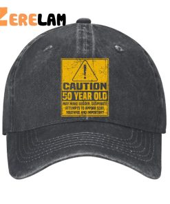 CAUTION 50 Year Old Funny 50th birthday Gift Hat