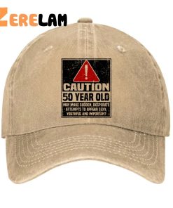 CAUTION 50 Year Old Funny 50th birthday Gift Hat 2