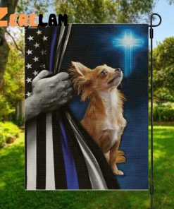 Chihuahua Police Dog Thin Christian Cross Flag