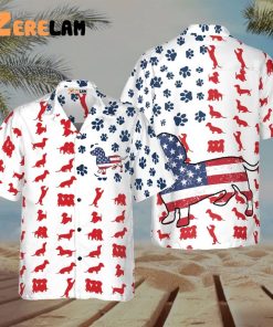 Dog Dachshund American Flag Hawaiian Shirt, Animal Hawaiian Shirt