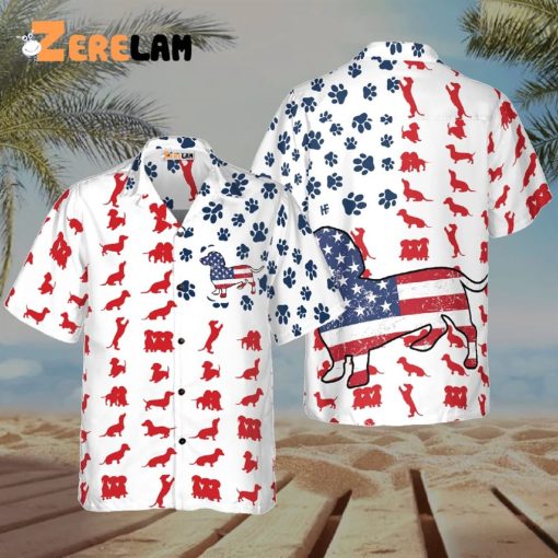 Dog Dachshund American Flag Hawaiian Shirt, Animal Hawaiian Shirt
