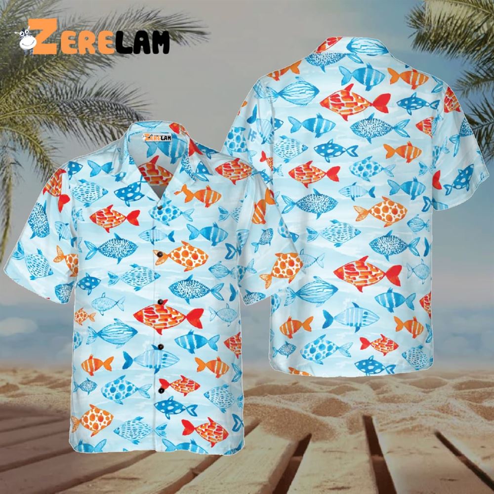 Fish Water Colorful Hawaiian Shirt, Aloha For Men Women - Zerelam