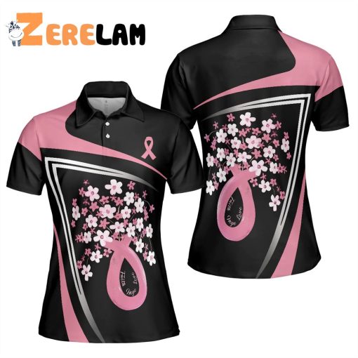 Flowers Faith Hope Love Pink Women Polo Shirt
