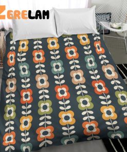 Flowers Retro Colors Charcoal Throw Blanket