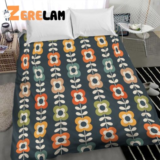 Flowers Retro Colors Charcoal Throw Blanket