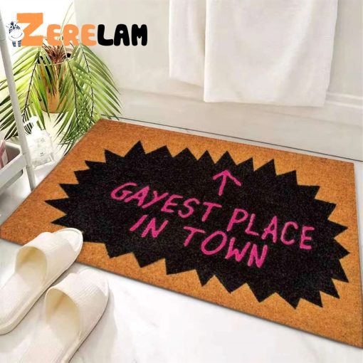 Gayest Place In Town LGBT Funny Doormat
