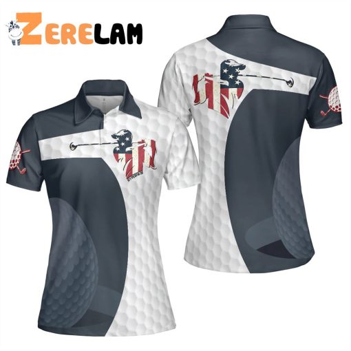 Golf Swing American Flag Women Polo Shirt - Zerelam