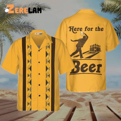 Here For The Beer Bowling Hawaiian Shirt, Best Gift For Bowling Beer