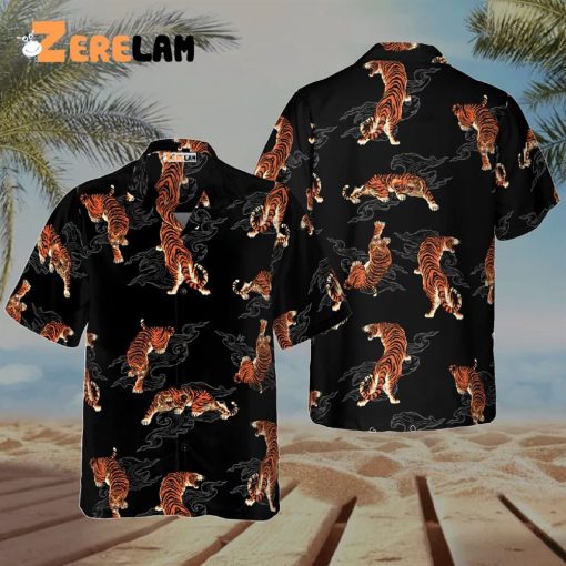 Japanese Tiger Cloud Hawaiian Shirt, Pefect For Men Hawaiian Shirt