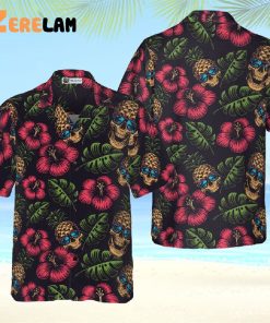 Pineapple Skull Tropical Flowers Hawaiian Shirt, Best Summer For Men