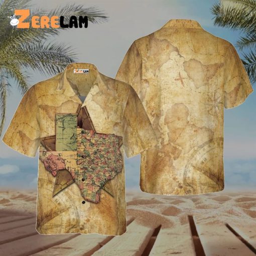 Proud Texas State Map Compass Hawaiian Shirt