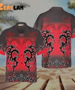 Red Tribal Dragon Hawaiian Shirt, Dragon For Men Shirt