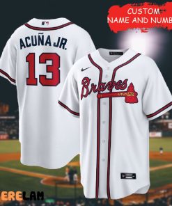 Ronald Acuna Customeize of Name Men’s White Baseball Jersey, Great Gifts For Fan Atlanta Braves