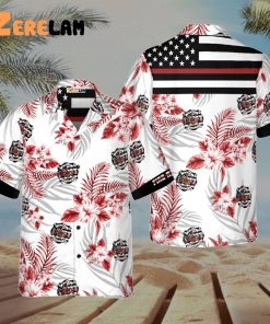 The American Flag Firefighter Hawaiian Shirt, Red Line Black Fire Shirt For Men