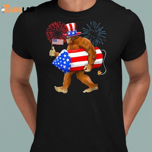 Bigfoot American Flag Funny 4th Of July Shirt