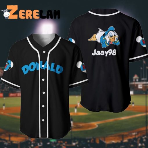 Custom Blue Chilling Donald Duck Disney Baseball Jersey