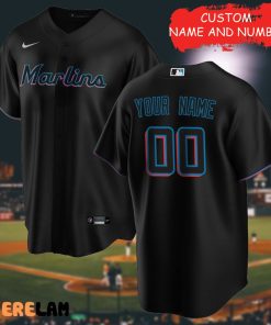 Custom Men’s Miami Marlins Black Baseball Jersey