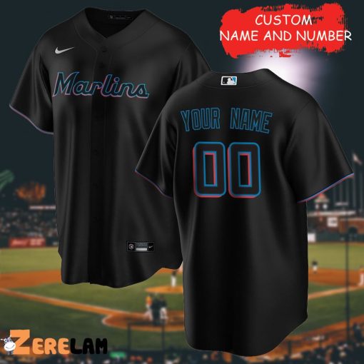 Custom Men’s Miami Marlins Black Baseball Jersey