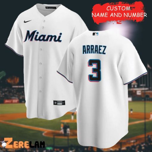 Men’s Miami Marlins Luis Arraez White Baseball Jersey