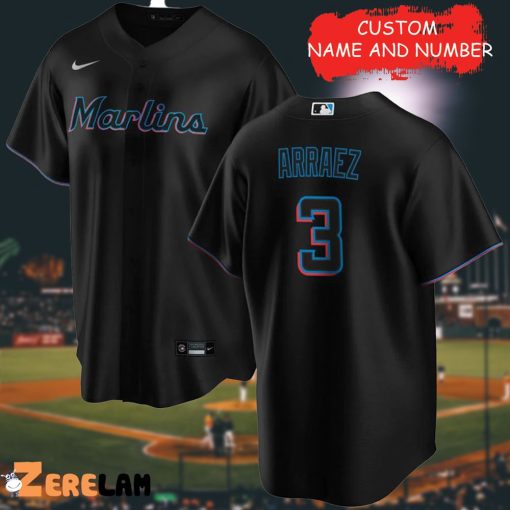 Men’s Miami Marlins Luis Arraez Black Baseball Jersey