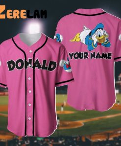 Custom Pink Black Donald Duck Baseball Jersey