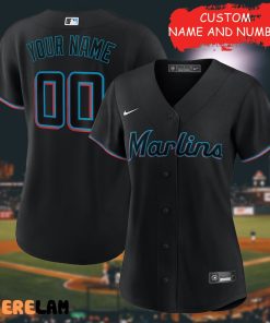 Custom Women’s Miami Marlins Black Baseball Jersey
