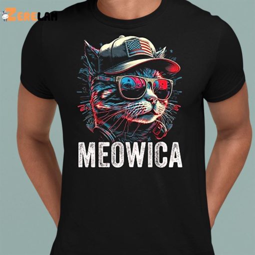 Meowica 4th of July Cat American Flag America USA Shirt