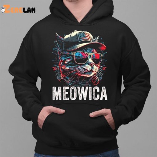 Meowica 4th of July Cat American Flag America USA Shirt